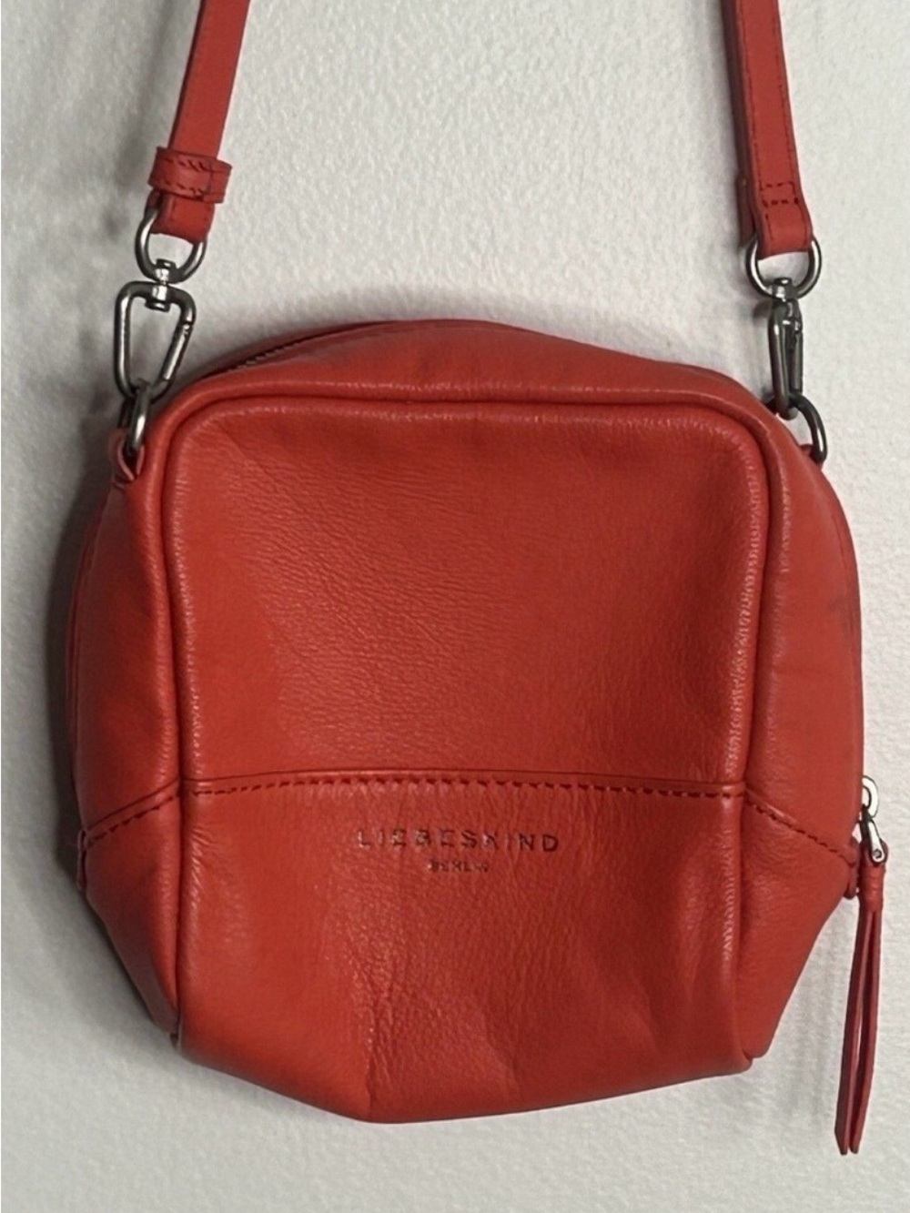 Liebeskind Red Coral Pebbled Leather Mini Crossbody